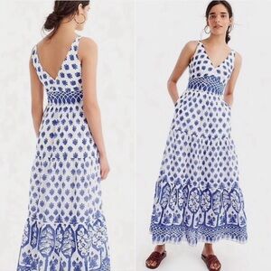 J. Crew Santorini Blue/White Cotton Maxi Dress Size 4